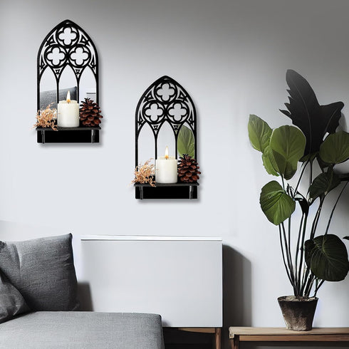 Set 2, Gothic Sconces Wall Decor of Arched Church Wall Sconces Decorative Gothic Wall Decor for Living Room, Bathroom