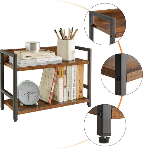 IBUYKE 2-Tier Spice Rack, Industrial Counter Shelf Desktop Storage Organizer for Kitchen Office Living Room