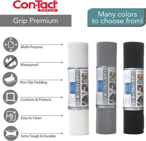 Grip Premium Shelf Liner, Thick and Non-Adhesive Drawer Liner, Multi-Purpose, 12" x 4', Chocolate, Pack of 1 by