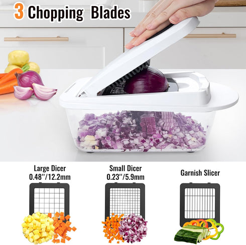 8 All-in-1 Blade Vegetable Chopper Mandoline Slicer with Container, Food Chopper, Onion Chopper, Veggie Cutter