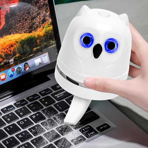 Mini Desktop Vacuum Cleaner, Owl Crumb Vacuum for Sucking up Eraser Crumbs and Pet Fur