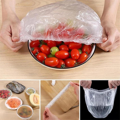 2024 New Thickened Cling Film Sleeve Storage Box with 200pcs Plastic Food Wrap Bag Organizer, Wall-Mounted Kitchen