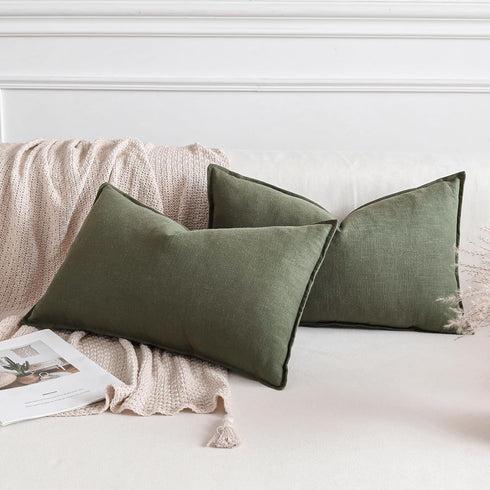 Pack 2 12 20 Inch OTOSTAR of Soft Linen Decorative Throw Pillow Covers x Solid Farmhouse Pillowcases Boho Accent Pillow