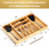 Umilife Bamboo Kitchen Utensils Organizer, Extra Long Flatware Cutlery Storage Box, Multi-Use Drawer Divider (Set of 2)