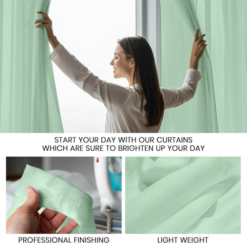 Oakias Green Sheer Curtains, 2 Panels Set 54" W x 84" L, 84 Inches Long Rod Pocket Voile Curtains for Living Room &
