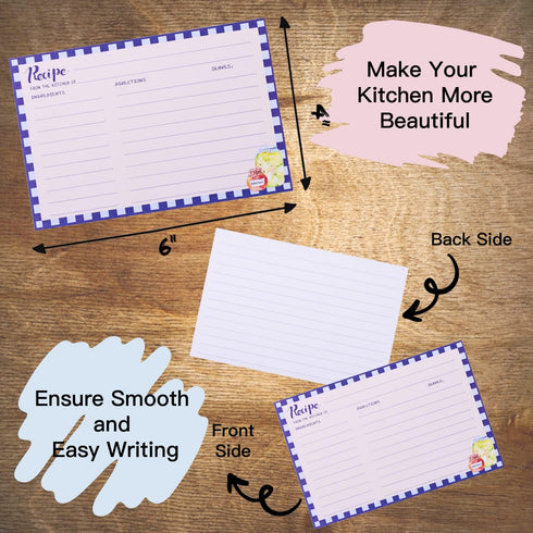 Recipe Cards 4x6 Inch, Double Sided Thicken Card Stock, 50-Pack (Seasoning)