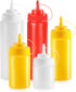 New Star Foodservice 26283 Squeeze Bottles, Plastic, 8 oz, Red, Pack of 6