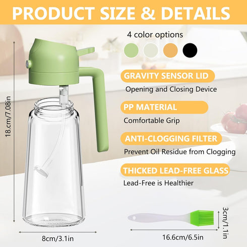 YOUSHEME 2 1 Dispenser,2024 2-in-1 470ml 470ml) in Glass Oil Sprayer & New Olive Oil Dispenser Bottle for Kitchen