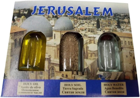 Bethlehem The Holy Land 3 set Holy Land souvenir bottle Jerusalem Holy Earth Holy Olive Oil and Holy Water from the