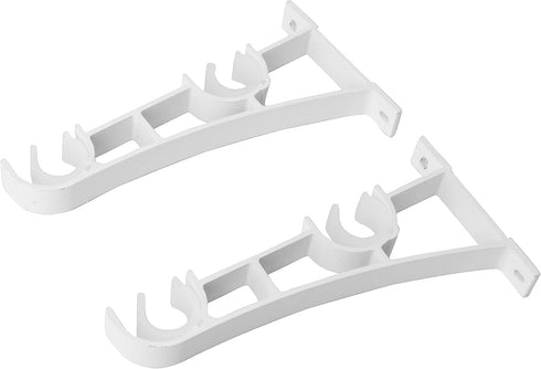 AddGrace Double Curtain Rod Brackets Set of 4, White Drapery Rod Window Hardware Holders