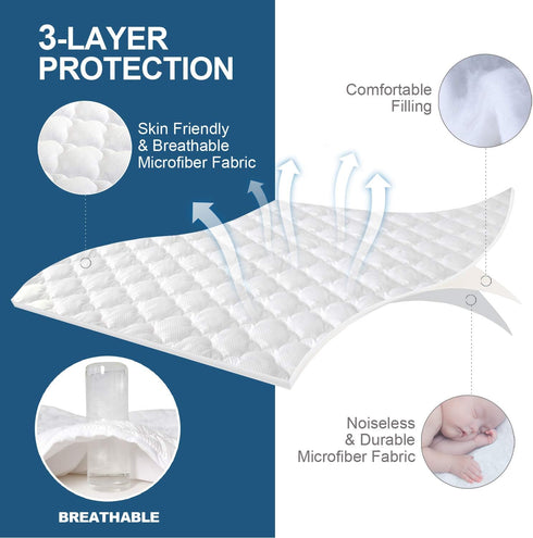 16 Inch Full Size Air Mattress Pad Cover, Quilted Mattress Protector, Super Soft Breathable and Noiseless Down