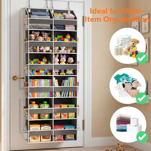 6 12 80 lbs Over the Door Organizer Tiers, Extra Large Behind Door Storage of Compartments, Weight Capacity Hanging