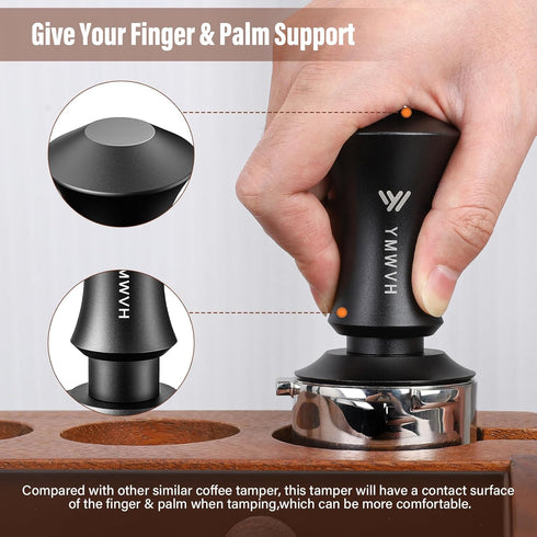 YMWVH 53.3mm Premium Barista Espresso Tamper, Silver with Dual Spring Loaded 100% Stainless Steel Base