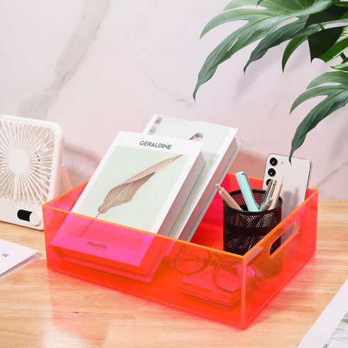 Acrylic Storage Bin, Heavy Duty Pantry Storage Container with Handles for Organizing Fridge, Cabinet, Cupboard