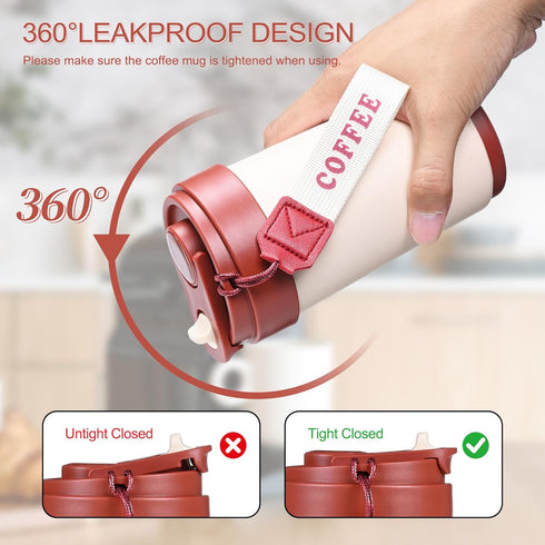 316 Portable,15OZ FrutPunch Insulated Travel Coffee Thermo, Stainless Steel Coffee Tumbler with Lid, Double Wall Vacuum
