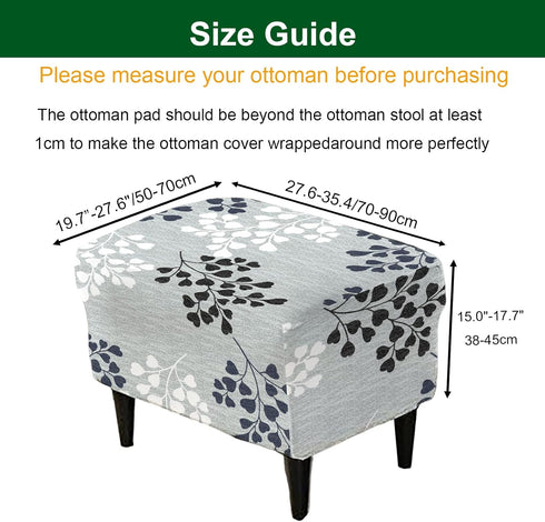Counter Room,C15 CRFATOP Ottoman Chair Cover Large Ottoman Chair Slipcovers Printed Rectangle Storage Stool Cover