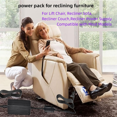 Universal Power Cord for Recliner Chair - 29V 2A 2 Pin AC/DC Power Supply Transformer for Electric Recliner