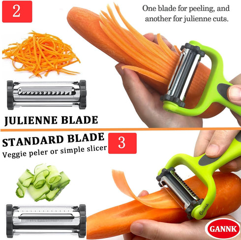 3 1 GANNK Potato Apple Vegetable Peelers for Kitchen, I and Y Peelers for Fruit Veggie Potatoes Carrot Cucumber