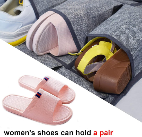 homyfort Over the Door Shoe Organizer, Hanging Rack with 24 Extra Large Fabric Pockets for Closet, Grey 61.4''x22''