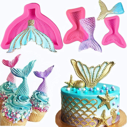 JeVenis 3D Big Mermaid Tail Mold, Silicone Fondant Mold for Cake Decoration and Chocolate Candy Mold