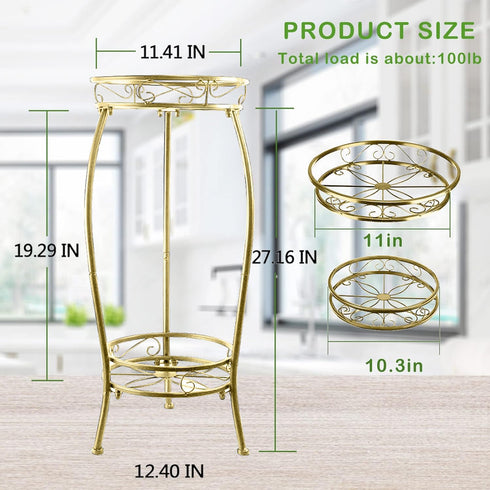 MOCORY 2 27" Plant Stand Indoor Outdoor Tier Tall Metal Potted Holder Rack Flower Pot Stand Heavy Duty Plant Shelf