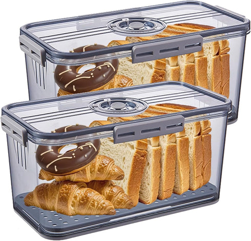 Hausavant Bread Box for Kitchen Countertop, Airtight Bread Container with Lid, Time Recording