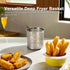 Small Deep Fryer Pot with Basket, Mini Fryer and Soup Pot with Tongs and Lid, 1.3-Quart