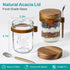 4 Pack 16oz Overnight Oats Containers with Wooden Lids and Spoons, Glass Mason Overnight Oats Jars with Lids, Large
