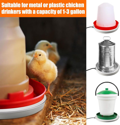 75W 1-3 MEWTOGO Chicken Water Heater for Winter - Energy Saving Chicken Coop Accessories, Thermostatically Controlled