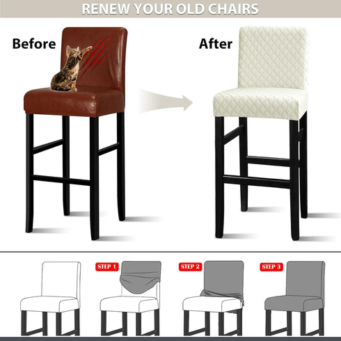 Lellen Bar Stool Covers Set of 4, Slipcovers for Barstool Chair Covers, White Counter Height Stool Covers
