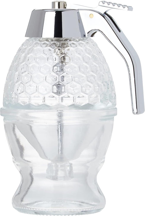 3.25 4 6 inches Fox Run Glass Honey and Syrup Dispenser With Warming Base, Clear, x x