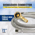 CNCT28772-OM Connector, Connects Dishwasher to Water, Dishwsher Supply Line with Swivel Elbow, Braided Stainless Steel 72 In, 72 Inch