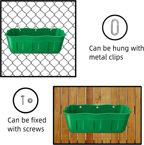 DallerSoode 7.5 2 Pack,Hanging Hanging Goat Feeders,Chicken Feeder Waterer,Large Feed Trough Quart Fence Feed Trough