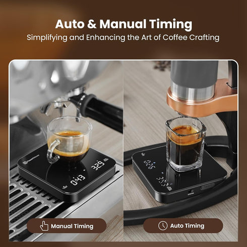 2kg/0.1g Maestri House Mini Coffee Scale with Timer, USB-C Rechargeable Espresso Scale, Accurate Scale for Espresso