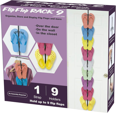 9 Perfect Curve Flip Flop Rack Organizer | Holds Pairs | Over Door Organizer | Space Saving Shoe Rack | Adjustable
