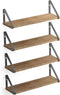 Wallniture Ponza Floating Shelves Set of 4, Wall Mounted Rustic Wood Board with Metal Bracket