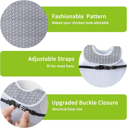 NeoBusy 3 Pack Chicken Saddles with Buckle Straps - Adjustable Hen Aprons for Hens, Secure & Easy-On Chicken Vest