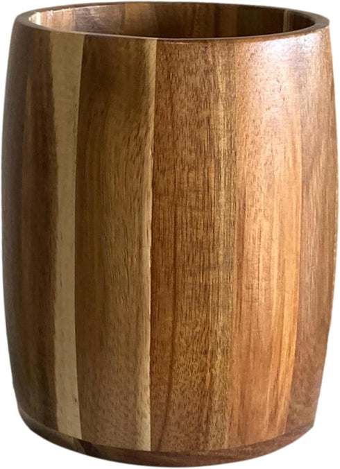 Bamboo Kitchen Counter Utensil Crock Holder - Oval Acacia 6" x 4 1/2"