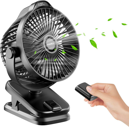 TRILINK Small Clip on Fan with Remote Control | 8000mAh Battery | 5