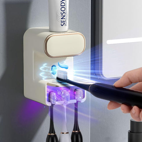Automatic Toothpaste Dispenser,Smart Toothpaste Dispenser Wall Mounted with 3 Toothpaste Slots,Electric Toothbrush