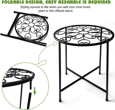 KABB 15'' Set 2, 10-inch Metal Plant Stand, Tall Flower Pot Stand of Modern Rustproof Round Outdoor Plant Stand | Iron