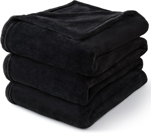 BEDELITE Fleece Blankets Queen Size, Luxury Plush Cozy Fuzzy Black Blanket 90x90 Inches, Super Soft Warm Lightweight