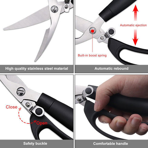 ATB Kitchen Scissor Heavy Duty Kitchen Shears with Protective Sheath Kitchen Meat Scissors, Stainless Steel Multi-function Scissors For Food Chicken Poultry Fish Pizza Herbs (Meat Scissor 1) by Generic