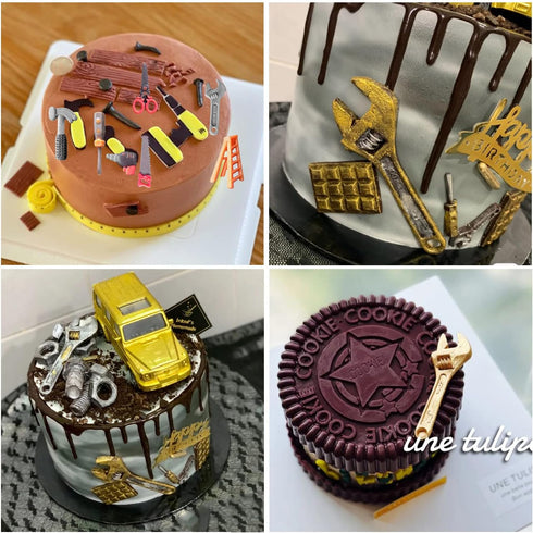 ZiXiang Construction Tools Fondant Silicone Molds, Hand Tools Chocolate Mold Set of 4 for Cake Decoration