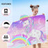 30" 50", Bonsai Tree Unicorn Beach Towel, Unicorn Towel for Girls with Hood, Rainbow Unicorn Hooded Towel for Kids x