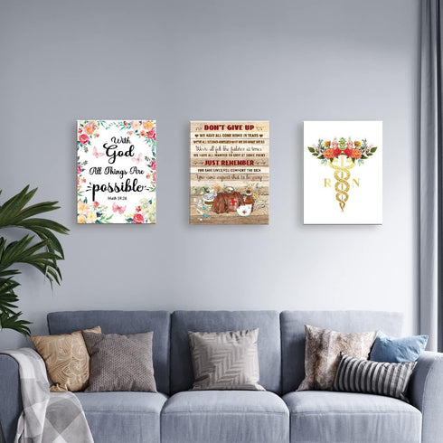 LISTNGBO 11x15 Nurse Office Wall Decor,Don't Give Up Wall Art Canvas Framed,Nurses Week Decoration Nurses Day