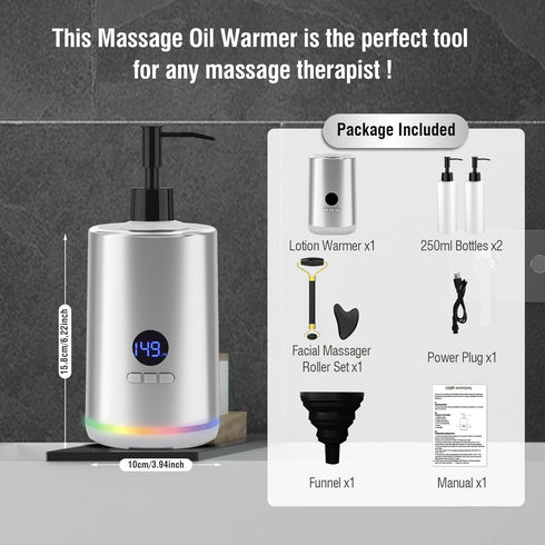 Temperature(86-149F), Massage Oil Lotion Warmer, Massage Oil Heater for SPA Massage Therapy and Personal Use, Portable