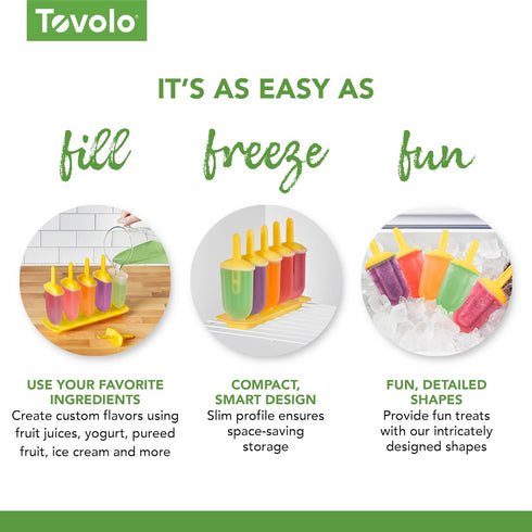 Tovolo Popsicle Molds with Sticks, 5-Pack Classic Reusable Ice Pop Molds for Homemade Snacks