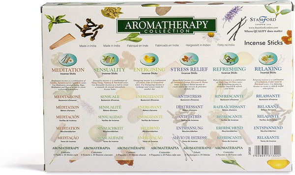120 Sticks of Stamford Premium Aromatherapy Hex Range Incense Sticks - Relaxing, Stress Relief Gift Pack