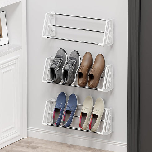 Wall Mounted Shoe Rack, 3 Pack Wall Shoe Rack Holds 6 Pairs